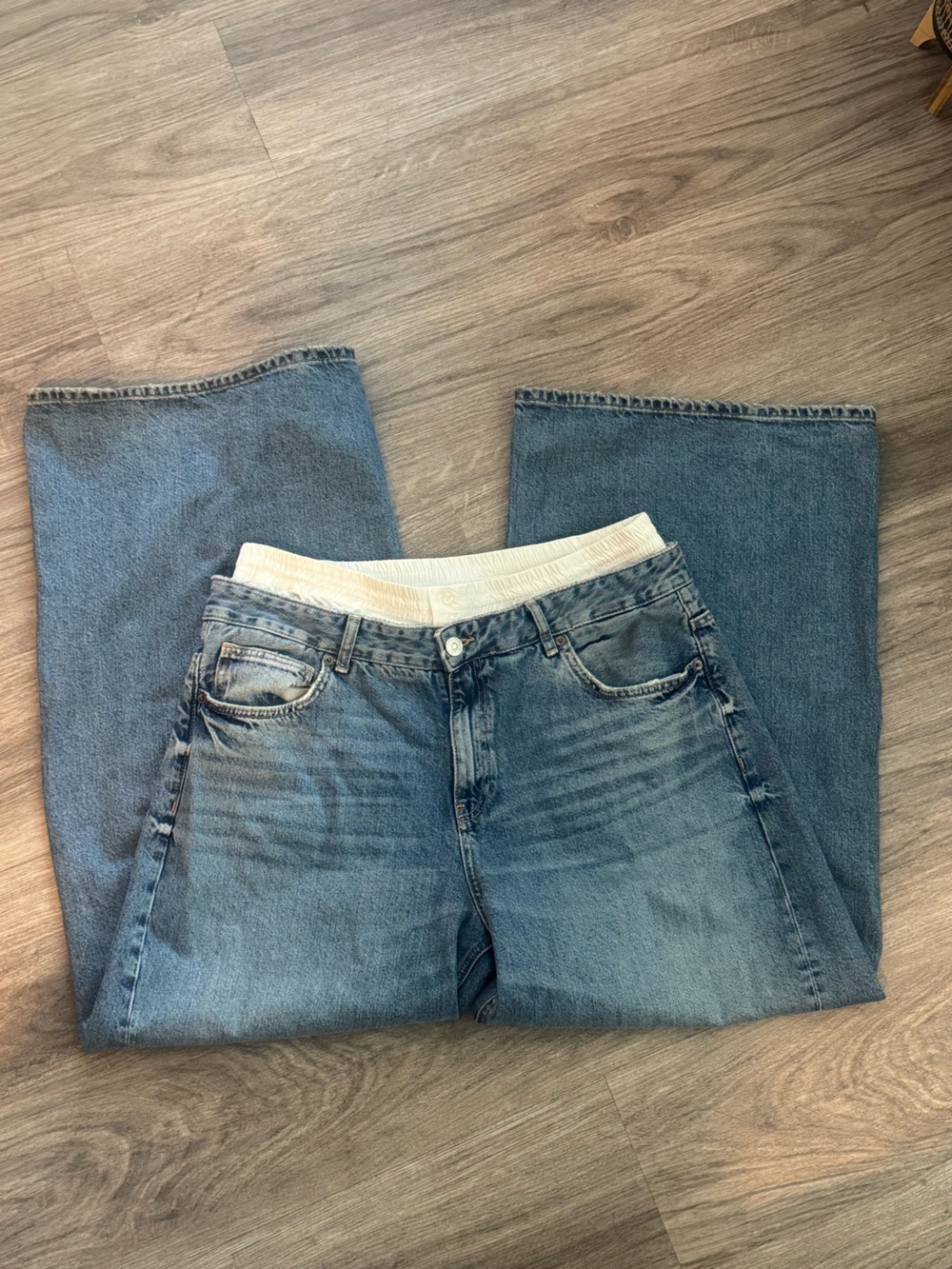 Zara Wide Leg Jeans with built-in faux boxers